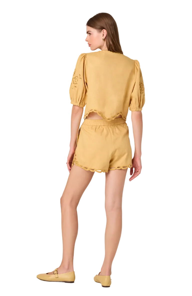 Joellyn Puff Sleeve Top-Mustard