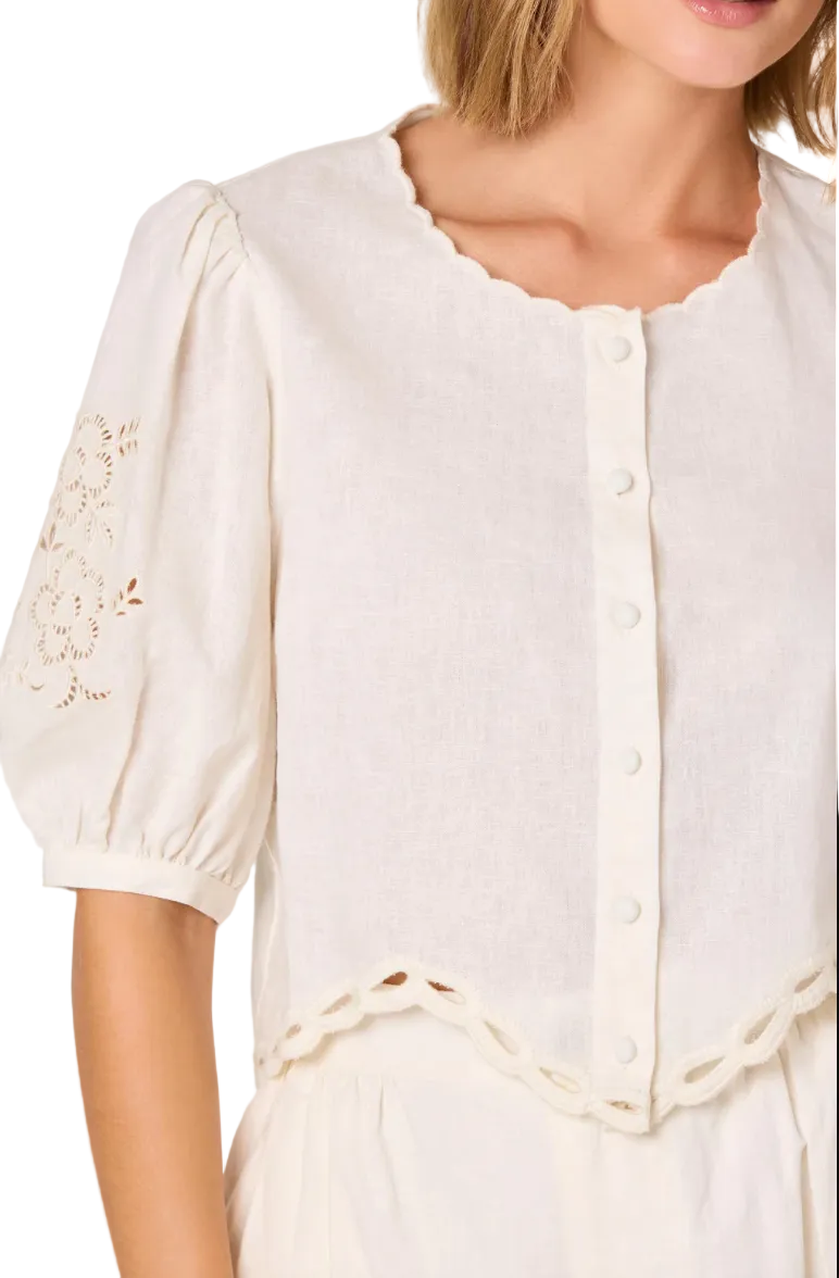 Joellyn Puff Sleeve Top-White