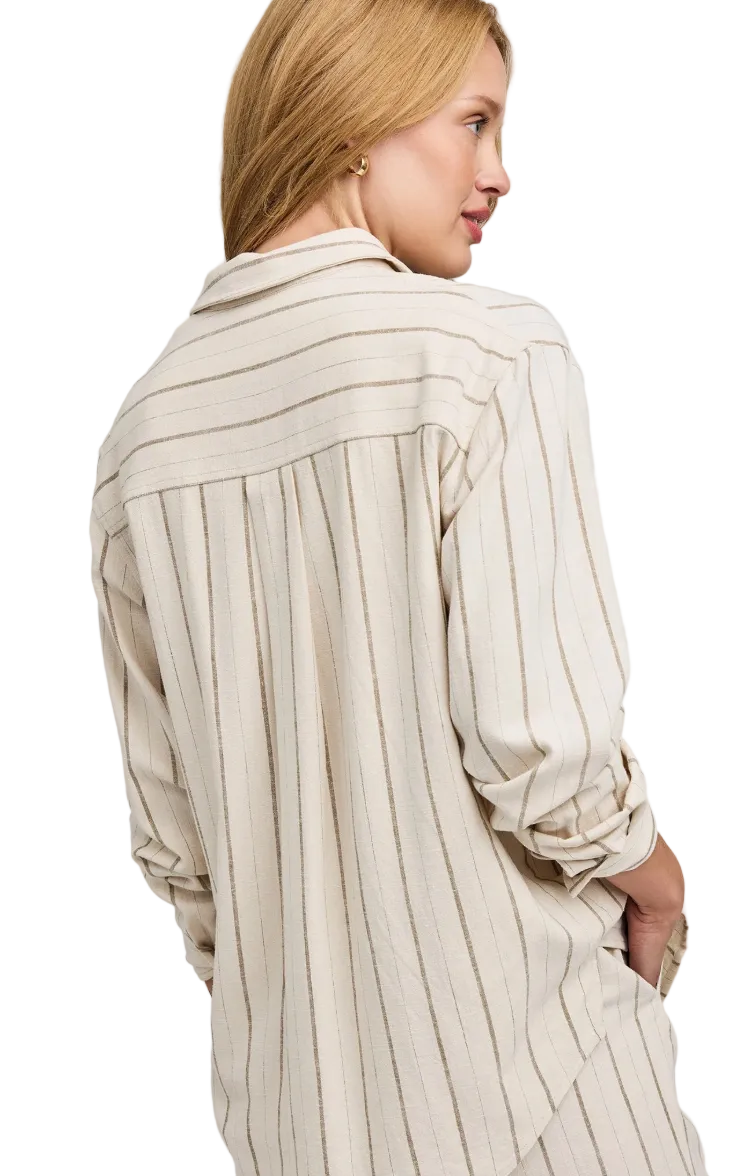 Portia Button Down-Linen Stripe
