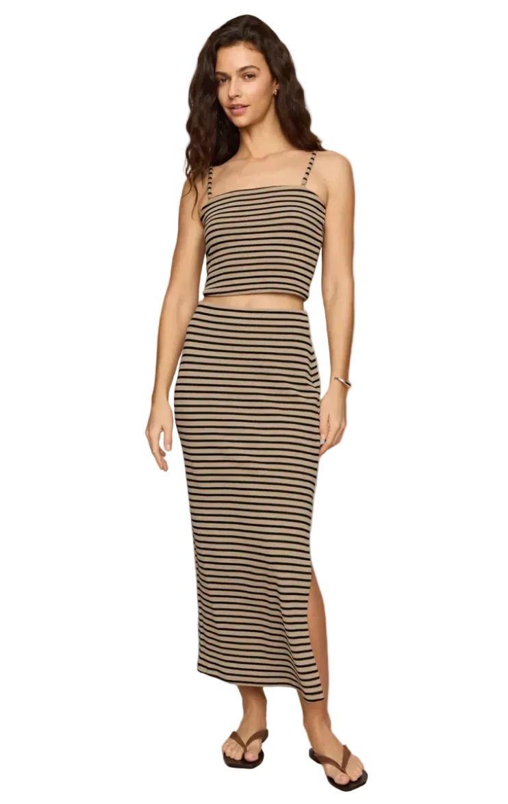 Caffari Stripe Tube Top-Putty