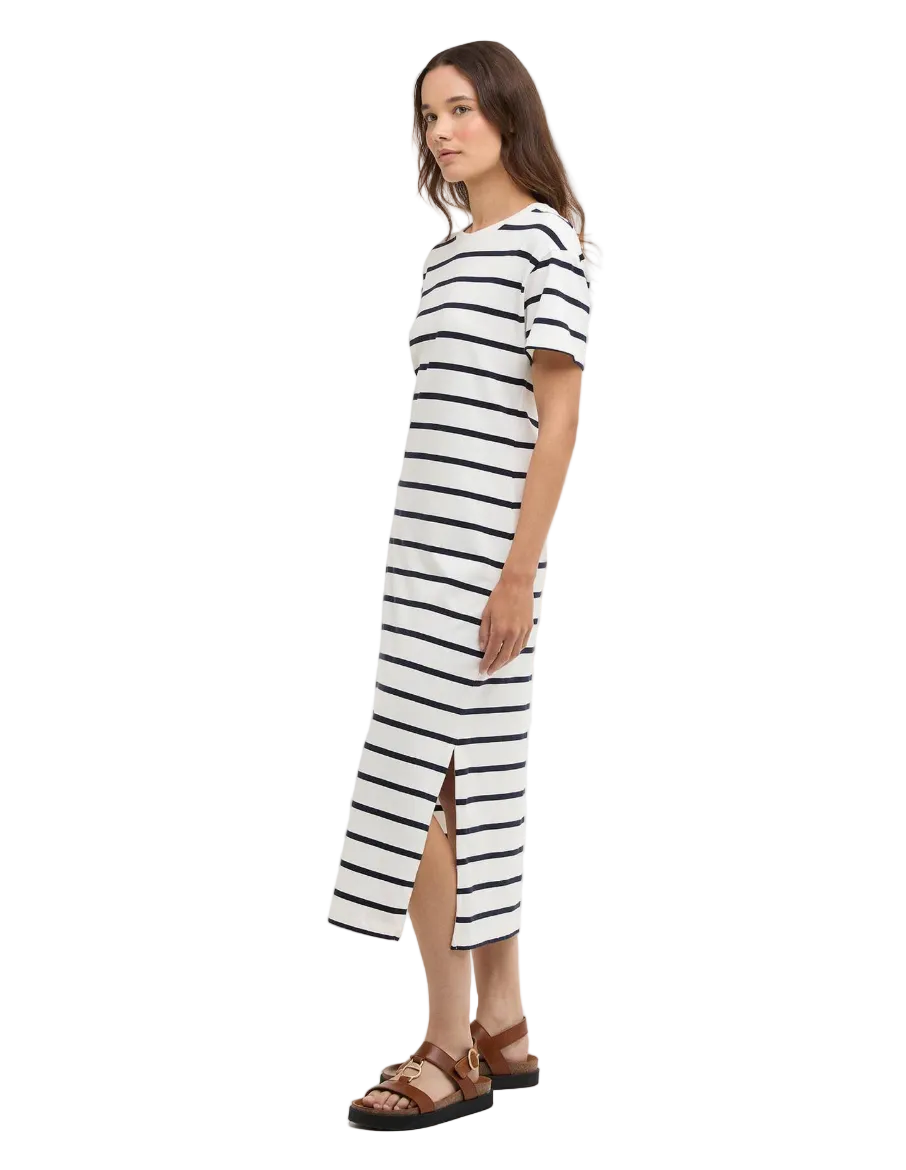 Selena Stripe T-Shirt Dress-Navy/Cloud