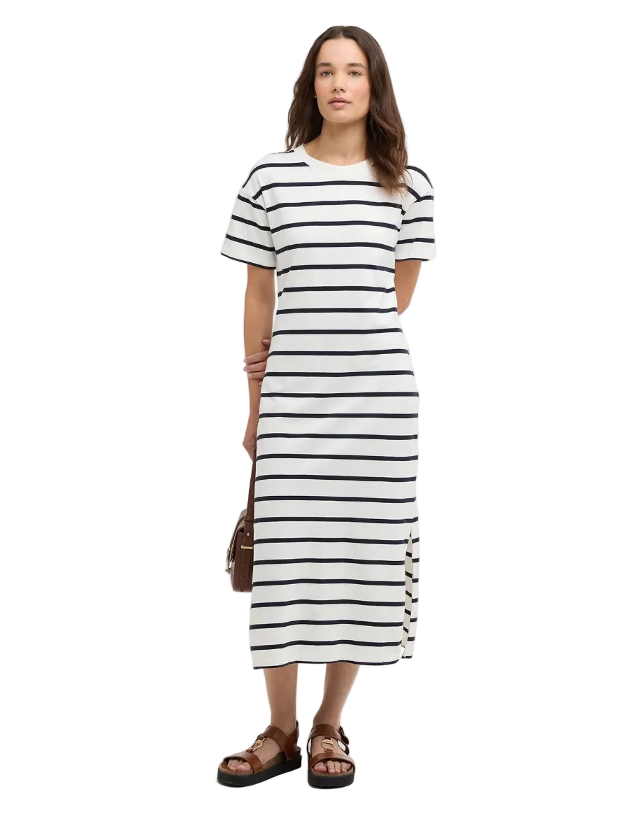 Selena Stripe T-Shirt Dress-Navy/Cloud