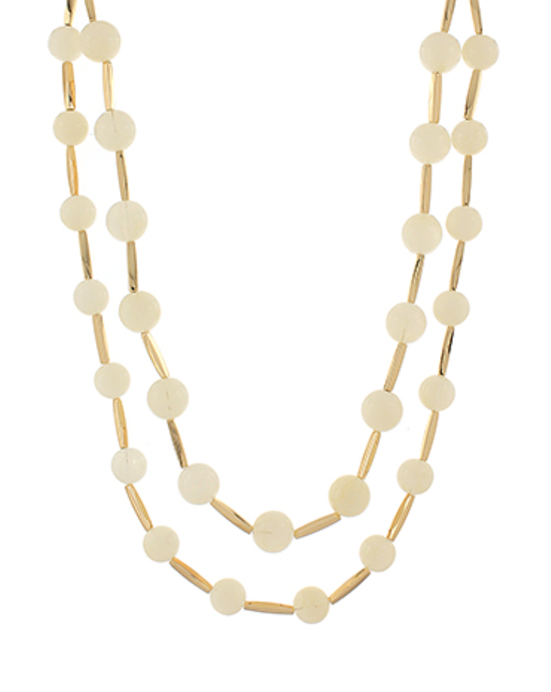 Marble Ball & Metal Bar Necklace