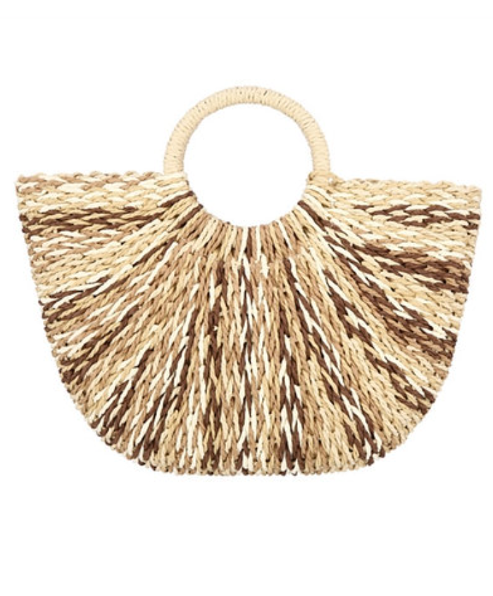 Multi Color Pattern Straw Tote