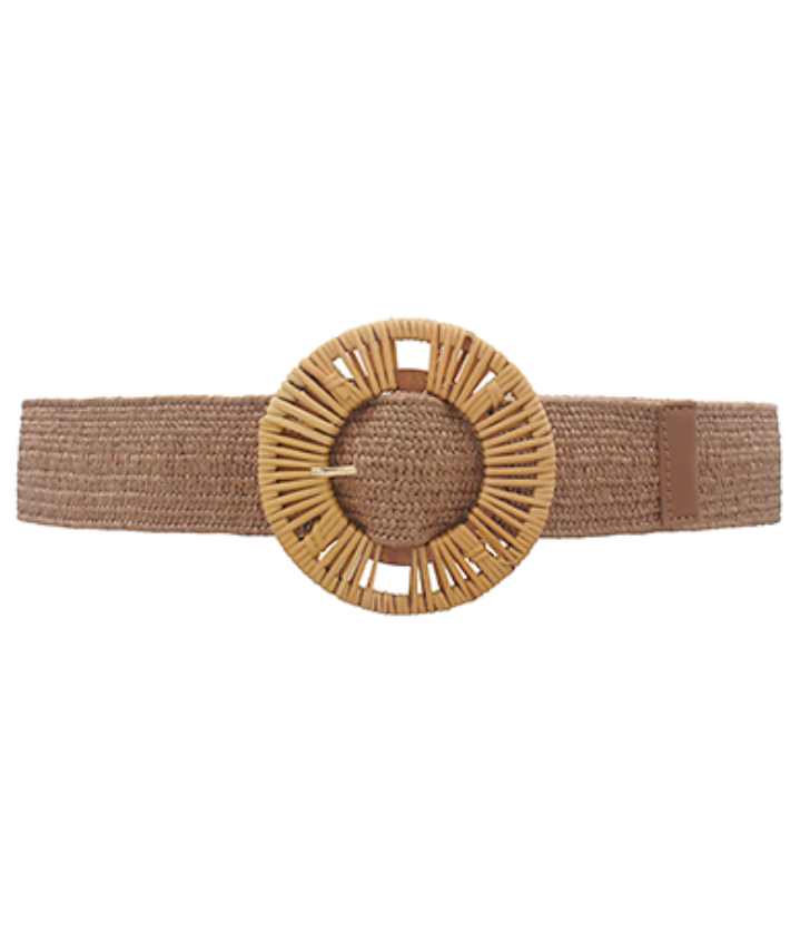 Circle Wicker Buckle Straw Belt