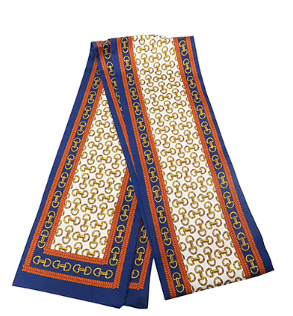 Multi Horsebit Print Narrow Scarf