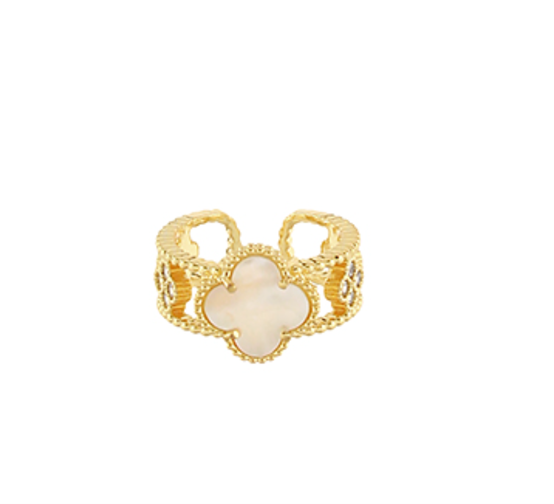 Large Clover MOP Open Ring