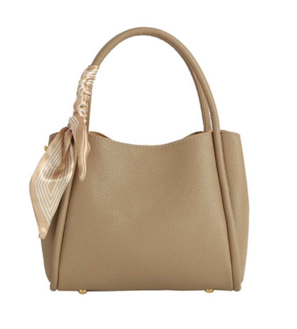 Scarf Accent Tote-Mocha