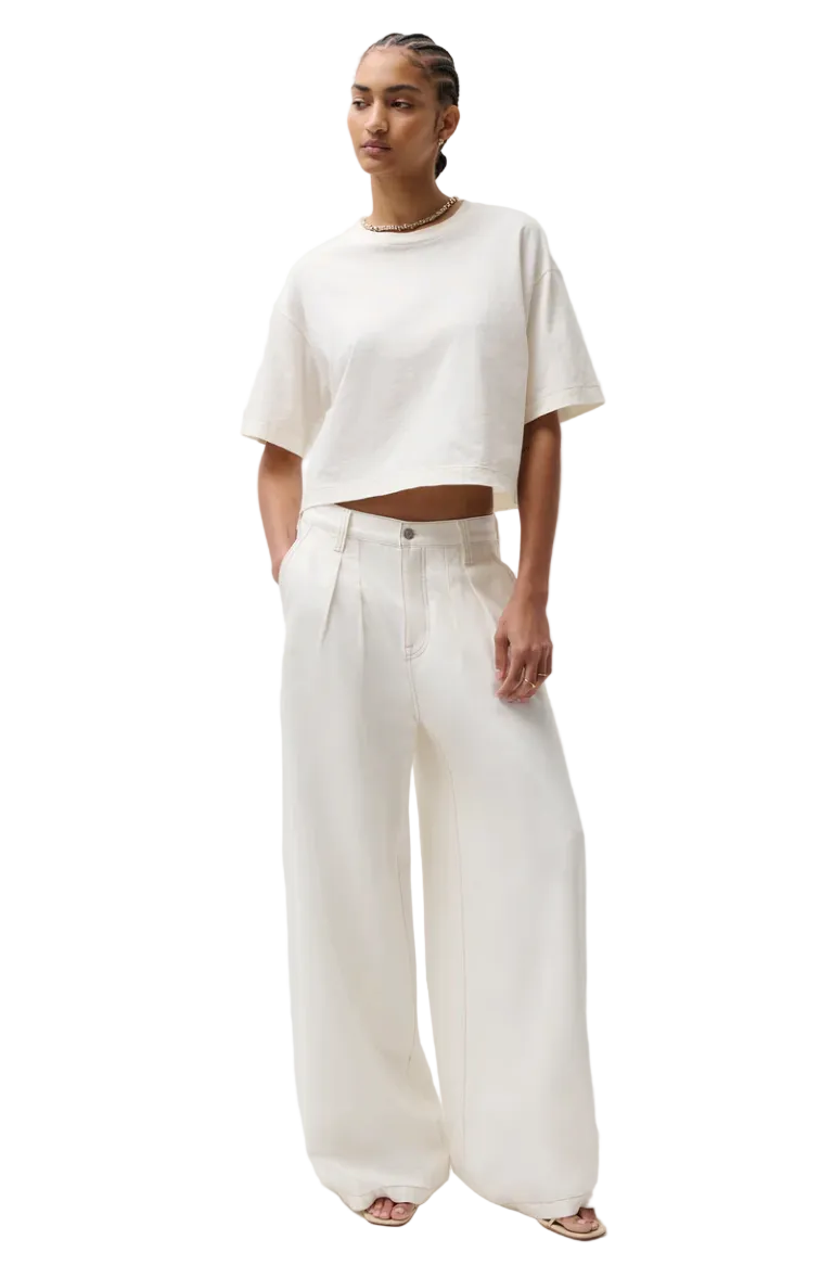 Delphine Pleated Wide Leg-Off White