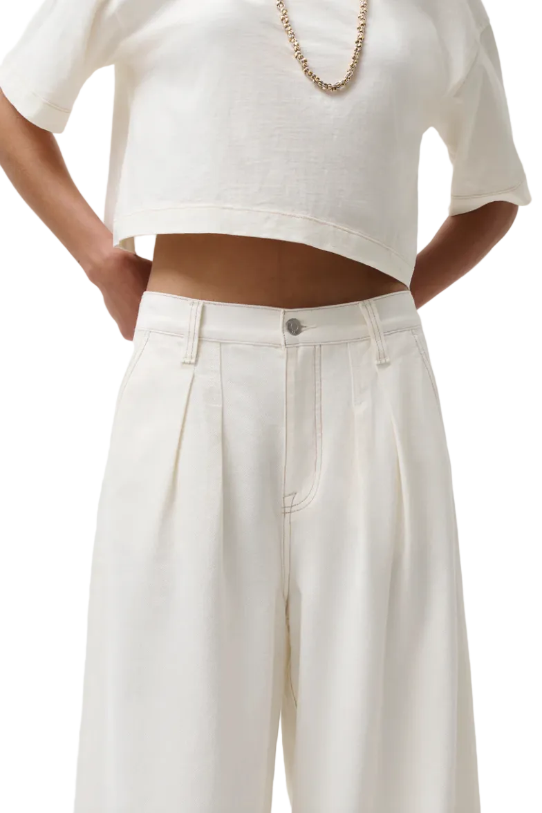 Delphine Pleated Wide Leg-Off White
