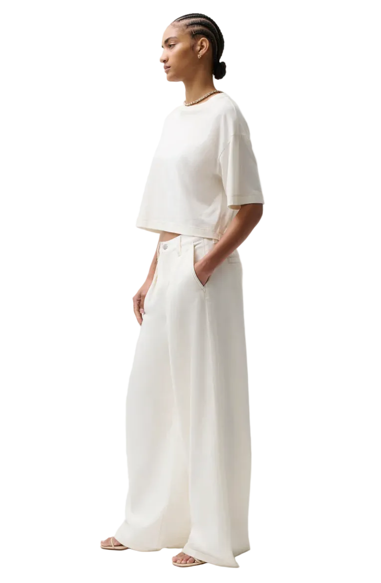 Delphine Pleated Wide Leg-Off White