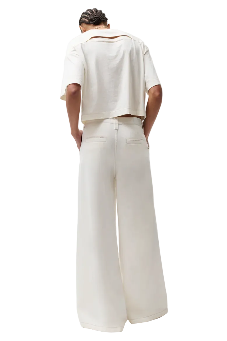 Delphine Pleated Wide Leg-Off White