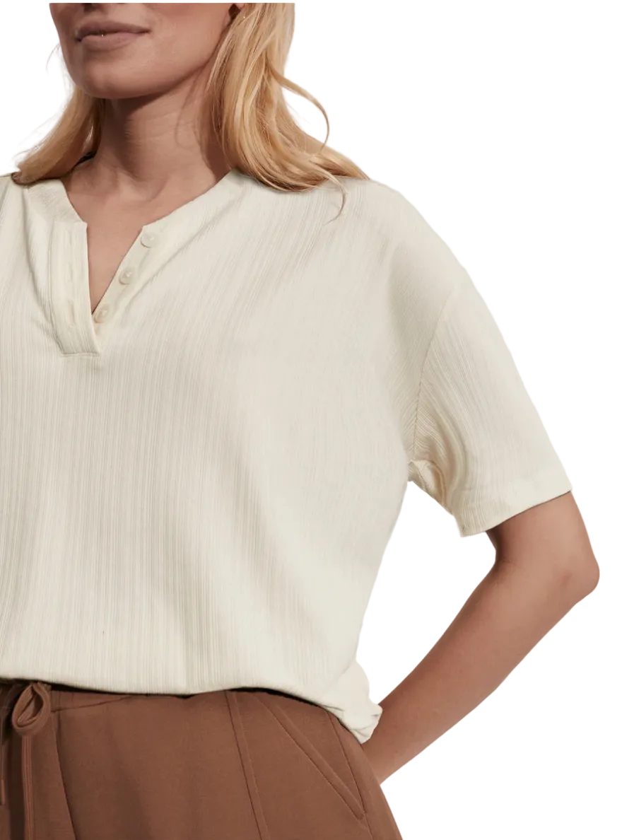 Kasey Placket Rib Tee-Birch