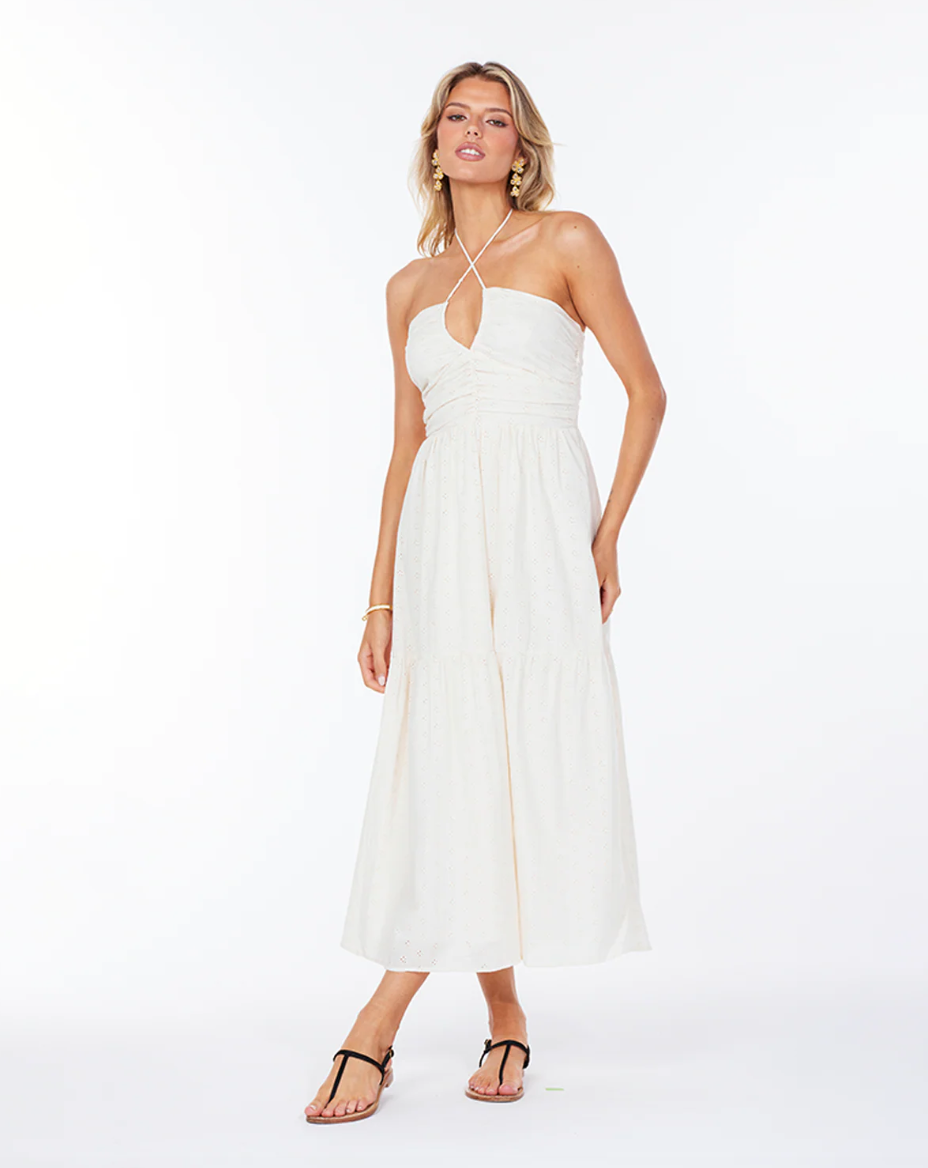 Aeries Halter Dress-Ivory Eyelet