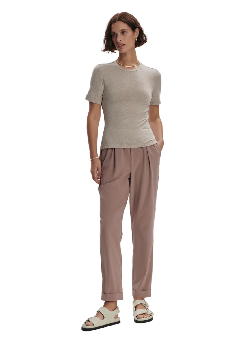 Regina Fitted Tee-Taupe Marl