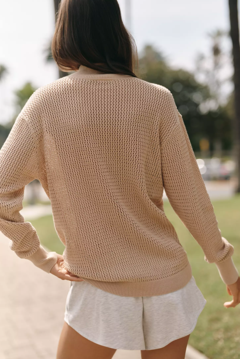 Calva Half Zip Knit-Tan