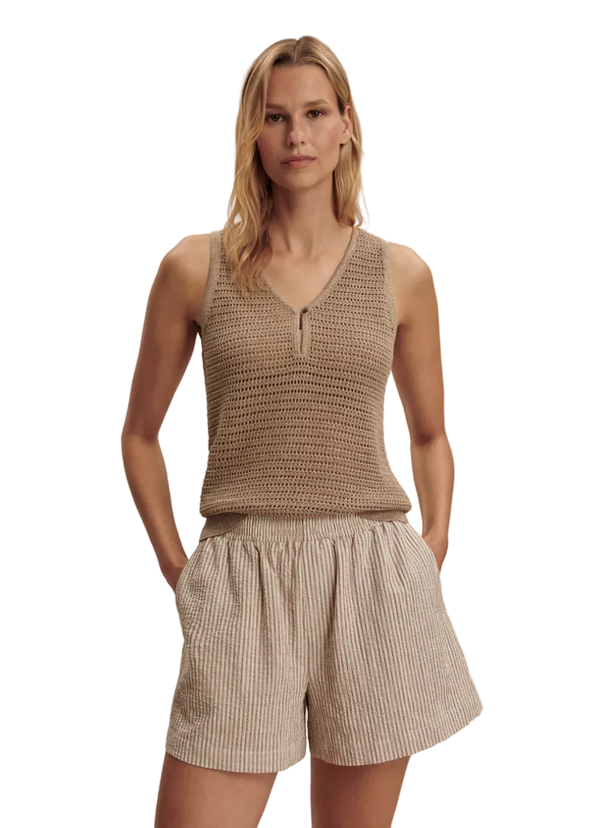 Darina Short 4"-Birch Taupe Stripe