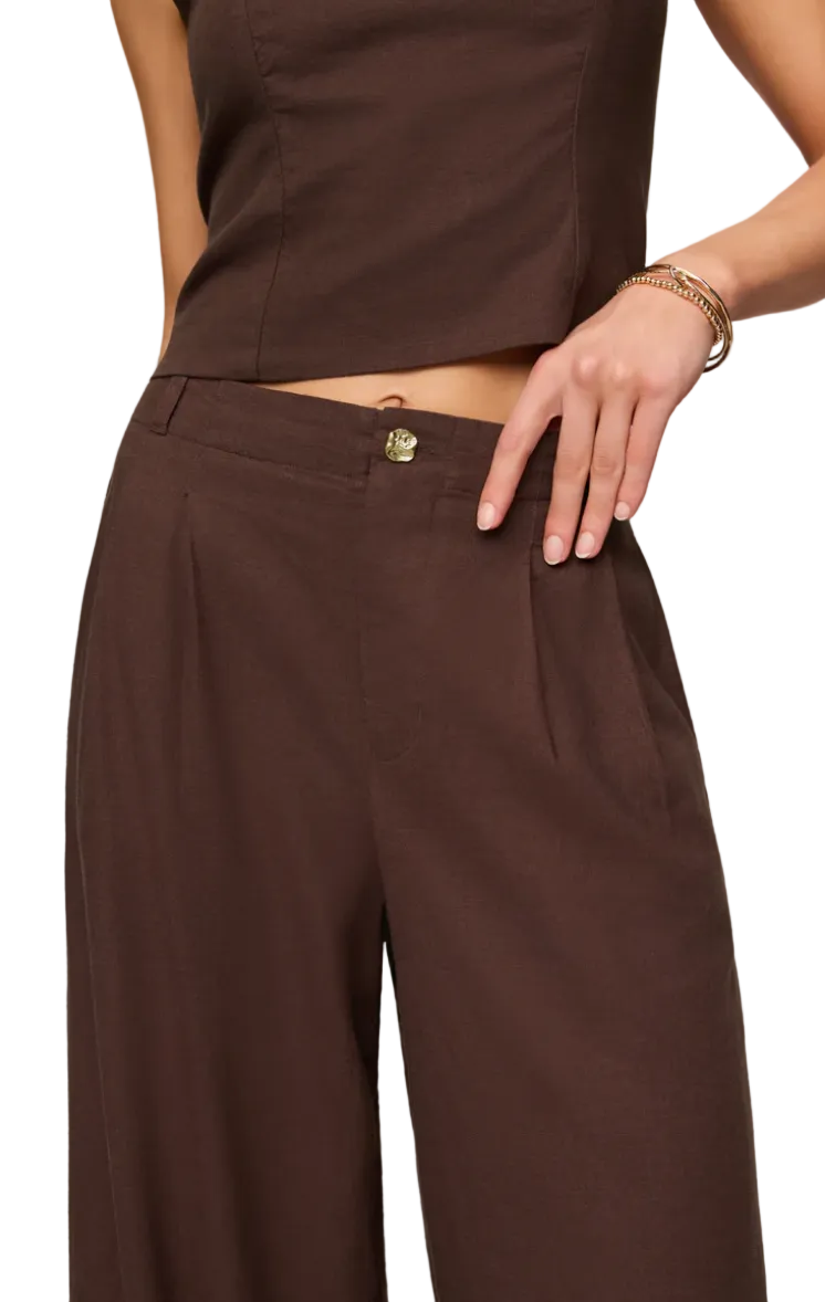 Magnolia Linen Pant-Chocolate