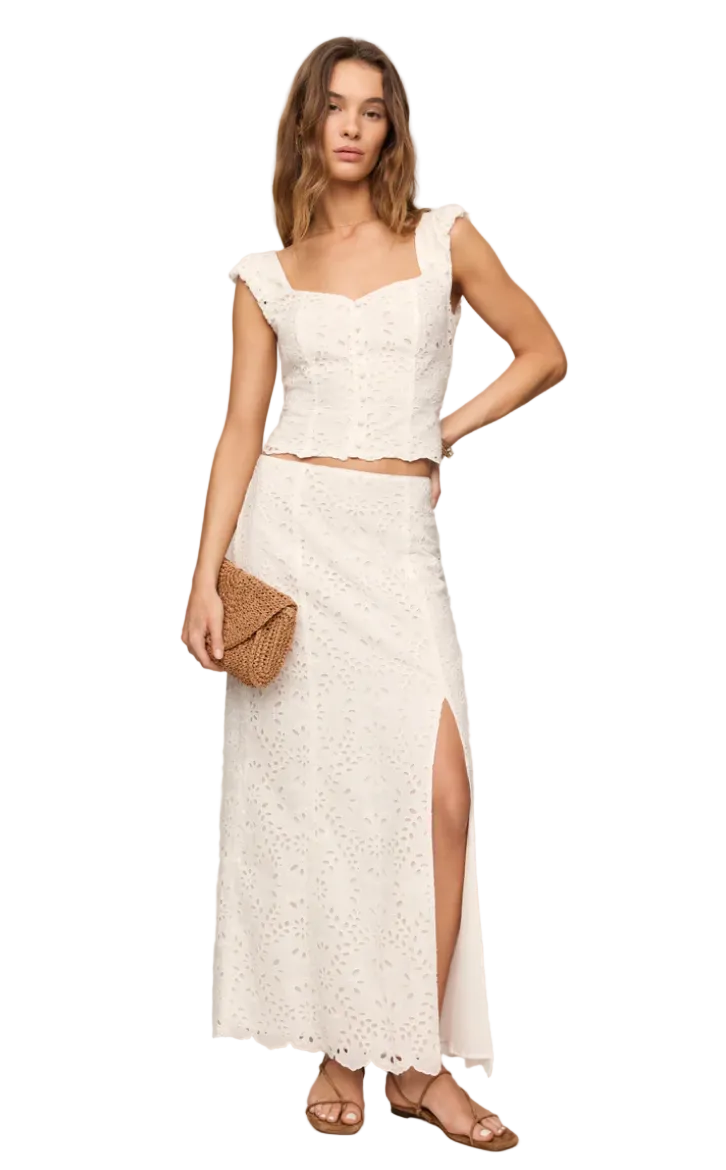 Emrie Eyelet Skirt-White