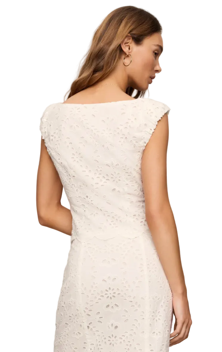 Emrie Eyelet Top-White