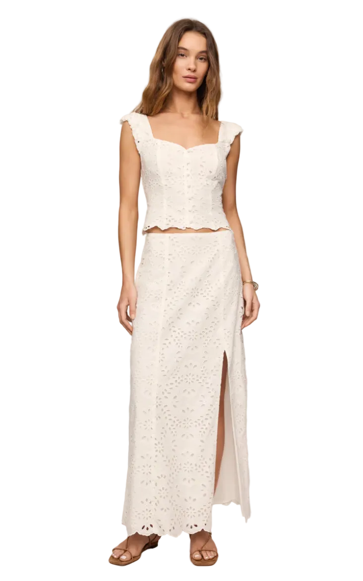 Emrie Eyelet Top-White
