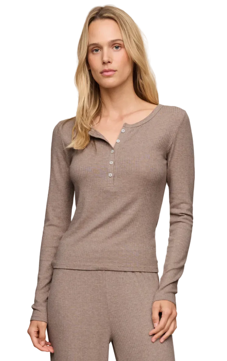 Just Right Henley Top-Heather Ash