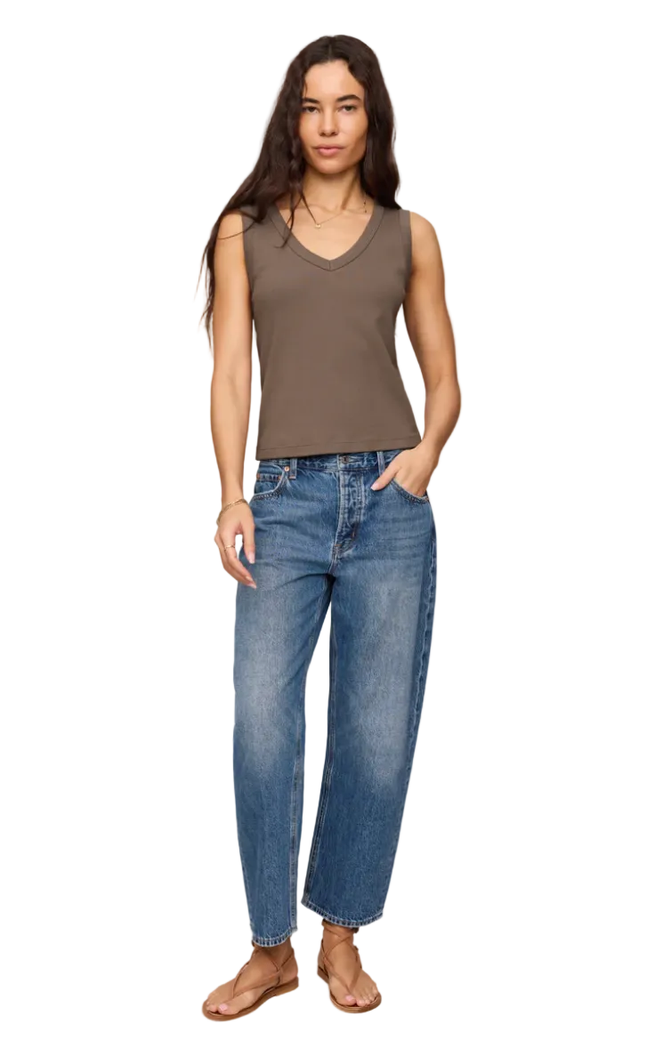 Ellie V-Neck Tank-Pebble