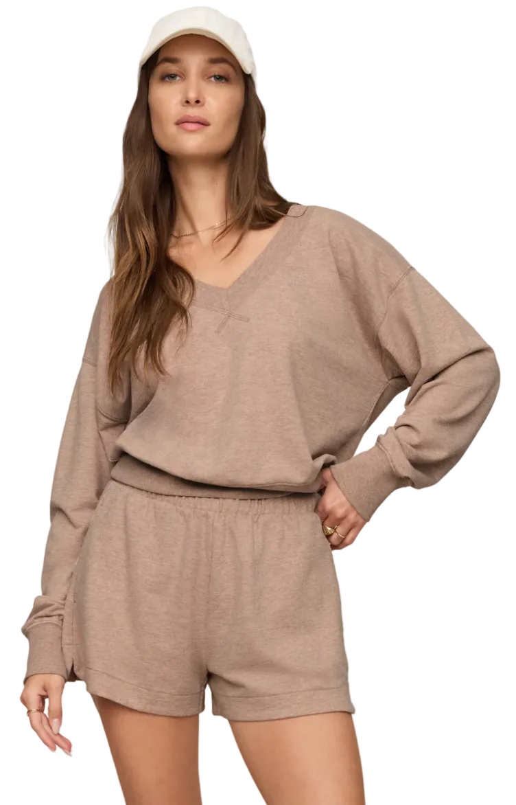 Everyday Long Sleeve V-Neck-Heather Ash