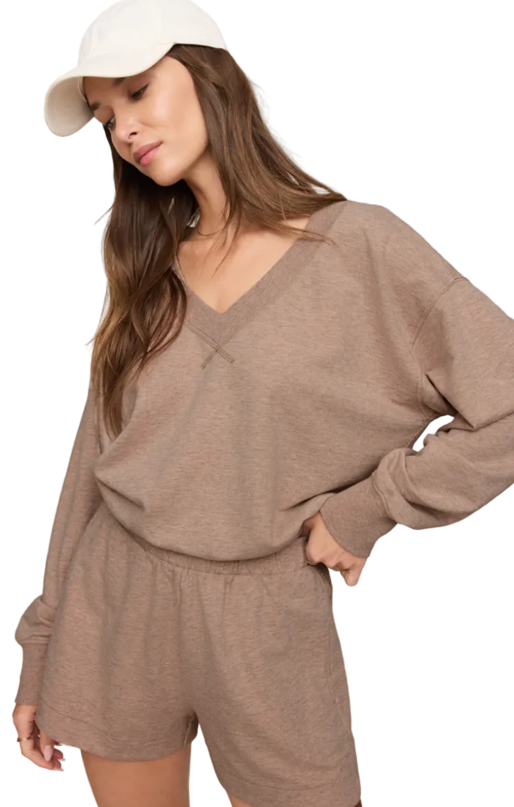 Everyday Long Sleeve V-Neck-Heather Ash