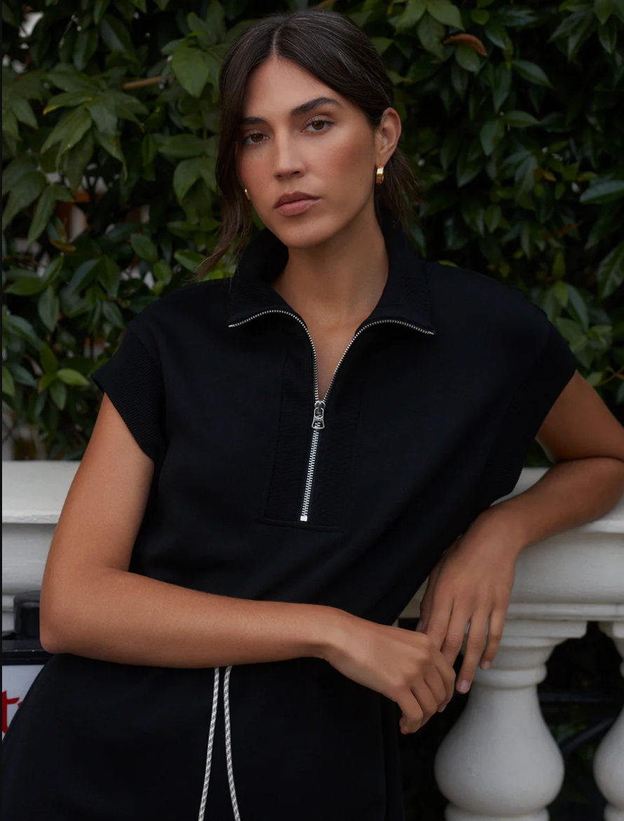 Avaya Half Zip Dress-Black