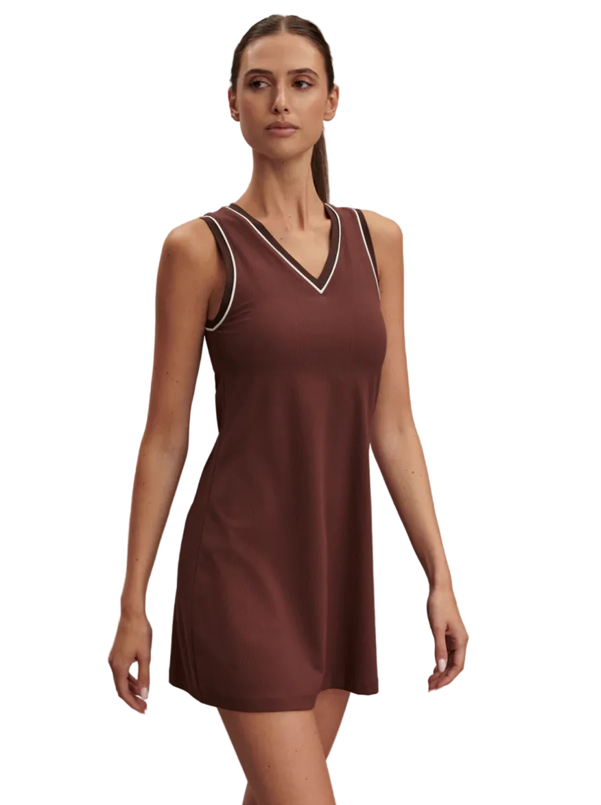 Kalani V-Neck Dress-Brown Stone