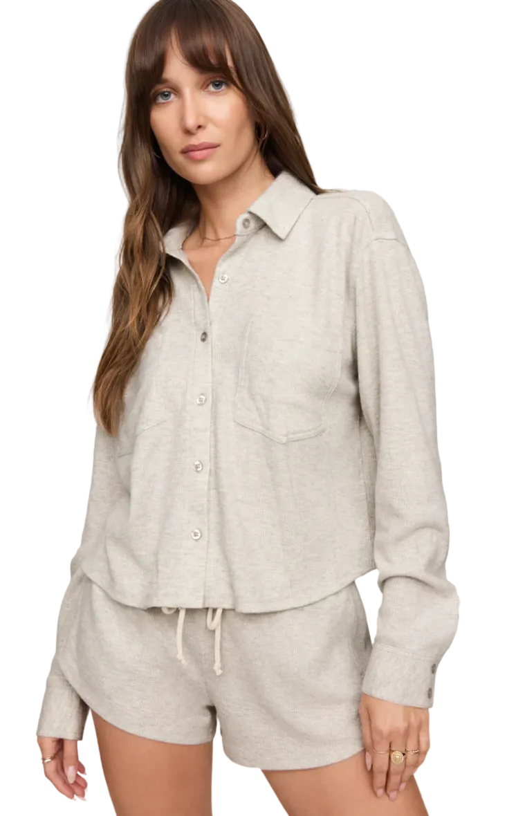 Waffle Thermal Shirt-Feather Grey