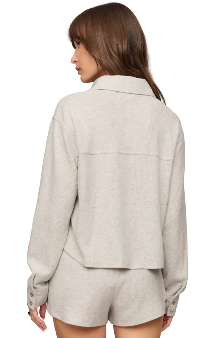 Waffle Thermal Shirt-Feather Grey