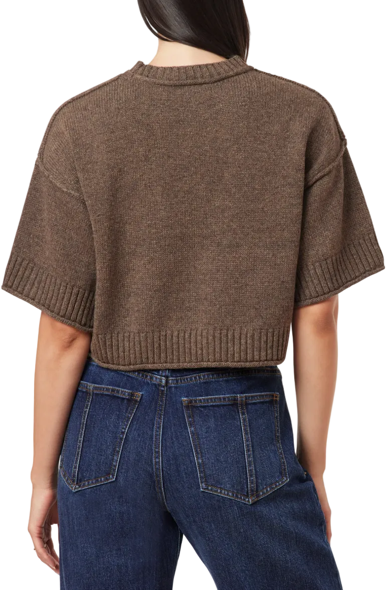 Crewneck Short Sleeve Sweater-Mocha