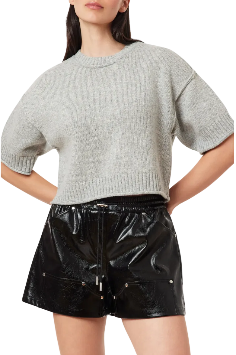 Crewneck Short Sleeve Sweater-Grey
