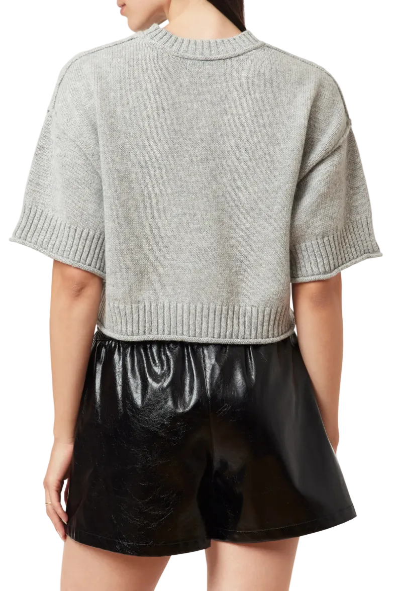 Crewneck Short Sleeve Sweater-Grey