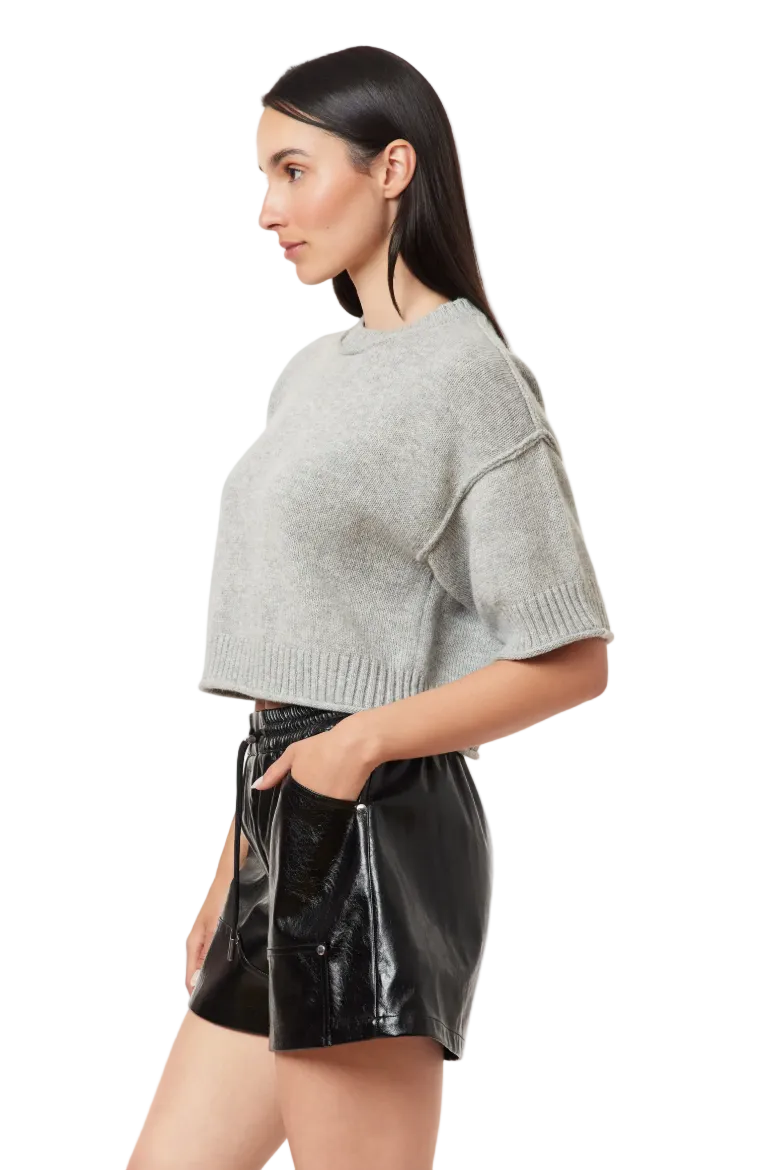 Crewneck Short Sleeve Sweater-Grey