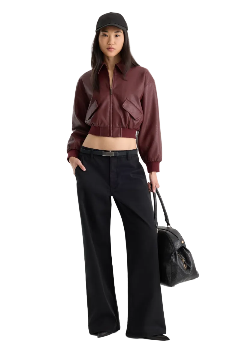 Better Than Leather Bomber Jacket-Berry