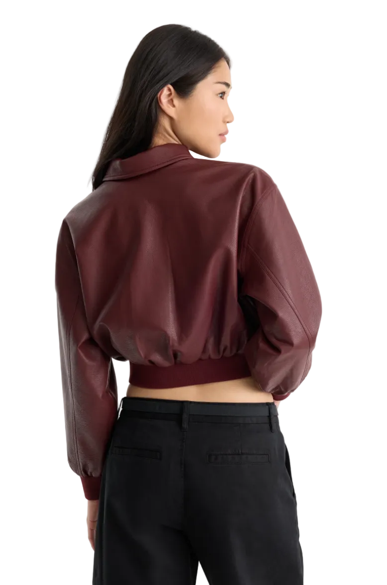 Better Than Leather Bomber Jacket-Berry