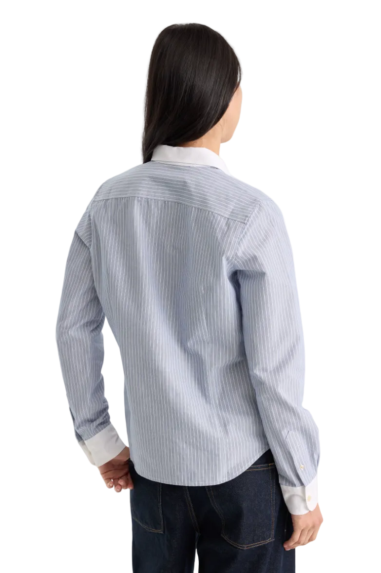 Oxford Contrast Shirt-Blue Stripe