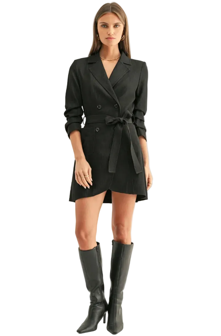 Lyanna Chambray Blazer Dress-Charcoal