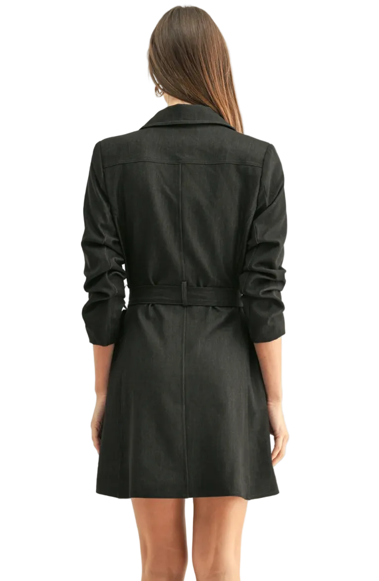 Lyanna Chambray Blazer Dress-Charcoal
