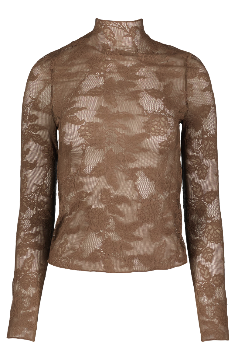 Spencer Funnel Neck Top-Taupe