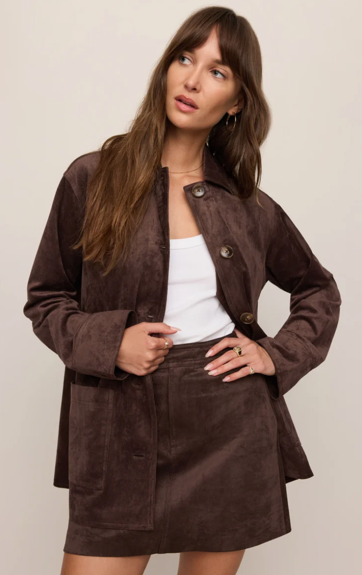 Perri Suede Mini Skirt-Dark Chocolate