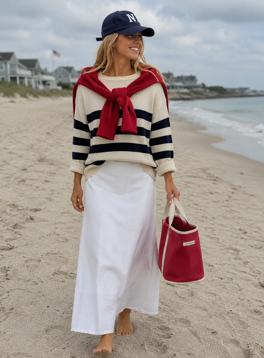 Sconset Sweater-Navy/Cream