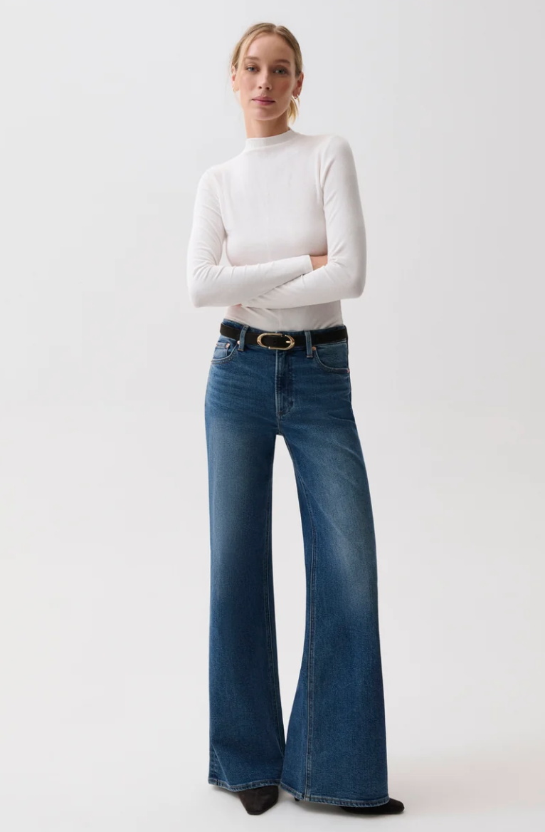 Vivian Mid Rise Wide Leg-Blue Depths
