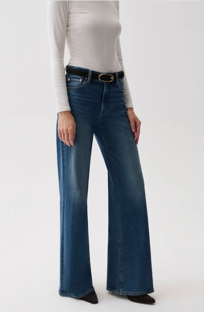 Vivian Mid Rise Wide Leg-Blue Depths