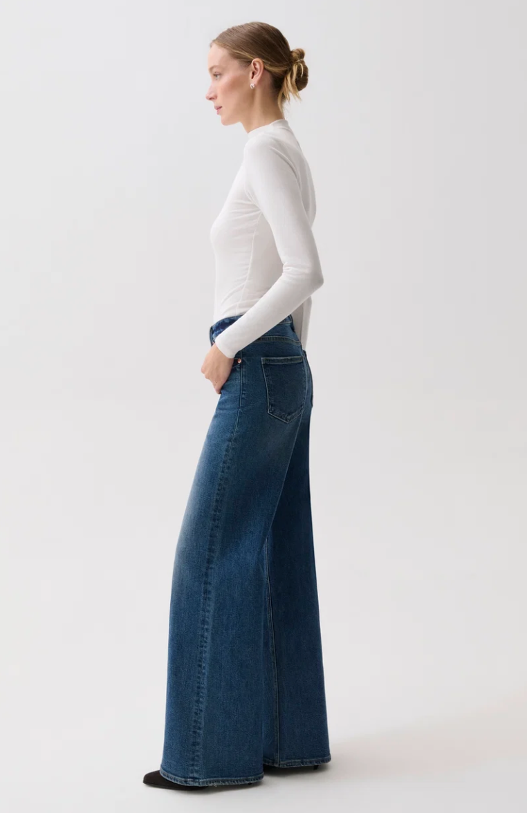 Vivian Mid Rise Wide Leg-Blue Depths