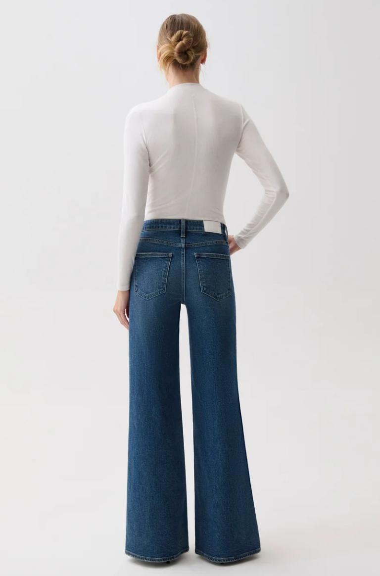 Vivian Mid Rise Wide Leg-Blue Depths