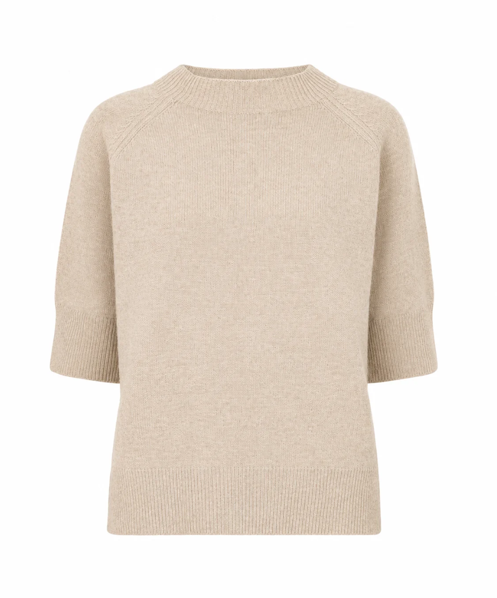 Short Sleeve Raglan Sweater-Biscuit